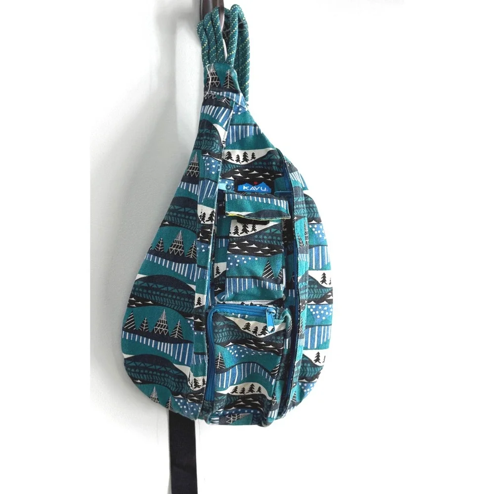 KAVU Teal Rope Bag Sling Backpack Unisex OS Outdoors Festival Concert Hiking
